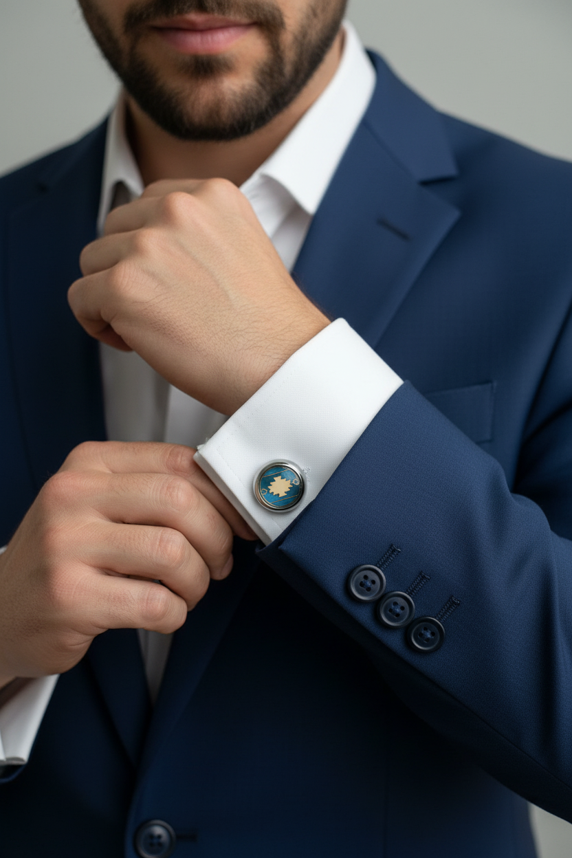 Silver and Blue Enamel Cufflinks