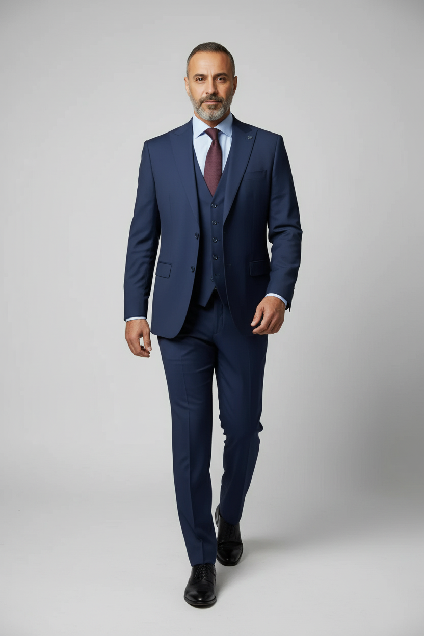 Navy Slim Fit Three-Piece Suit