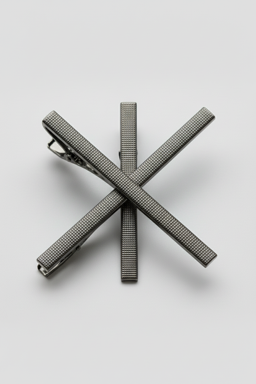 Silver Textured Tie Clip