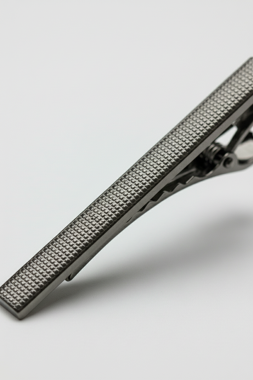 Silver Textured Tie Clip