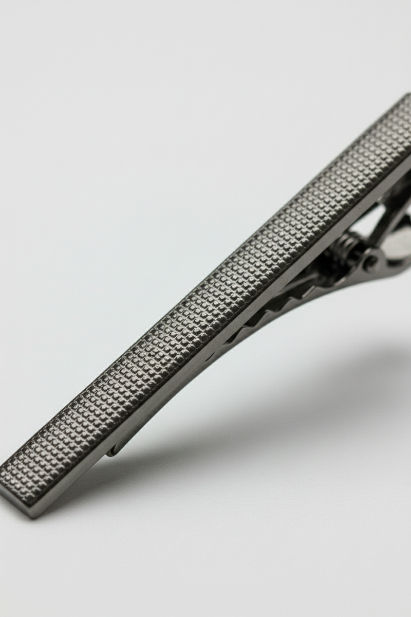 Silver Textured Tie Clip