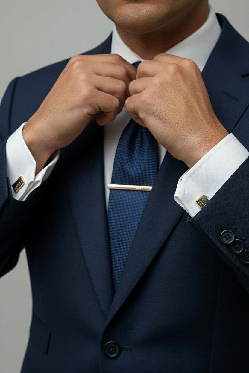 Gold Tie Clip and Cufflinks Set