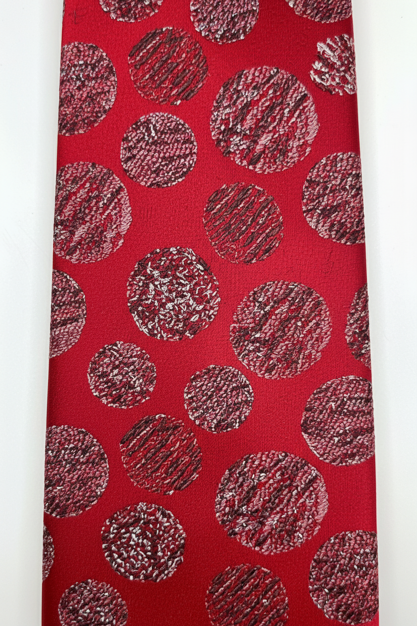 Red Silk Tie with Textured Polka Dots