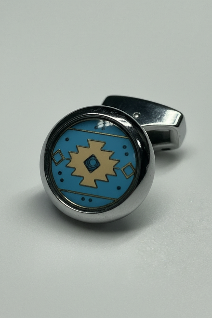 Silver and Blue Enamel Cufflinks