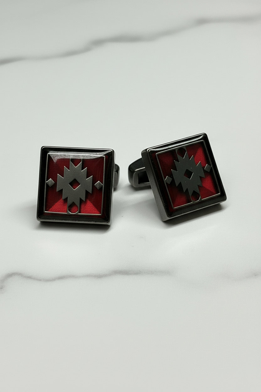 Red Enamel Square Cufflinks