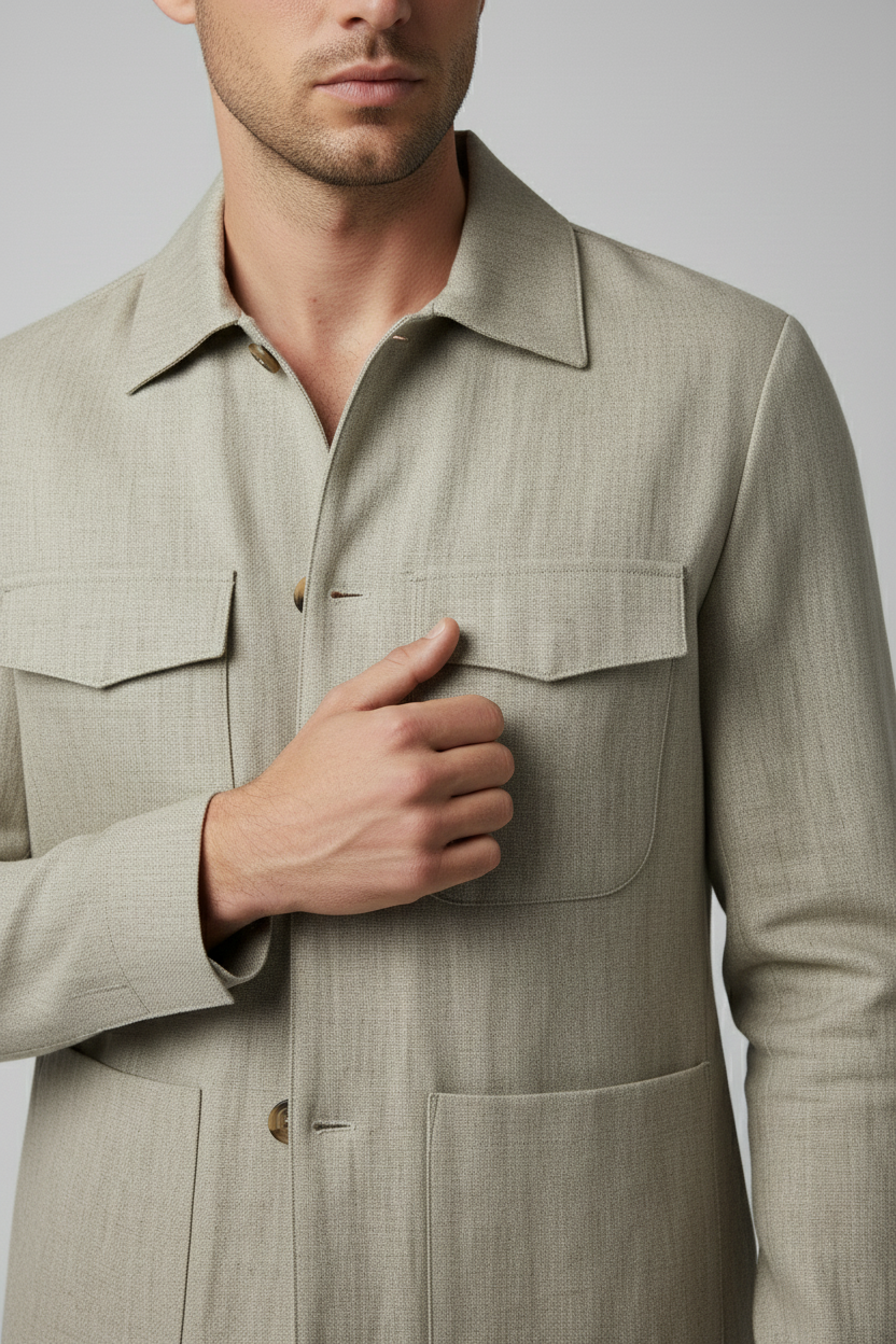 Beige Safari Linen Suit