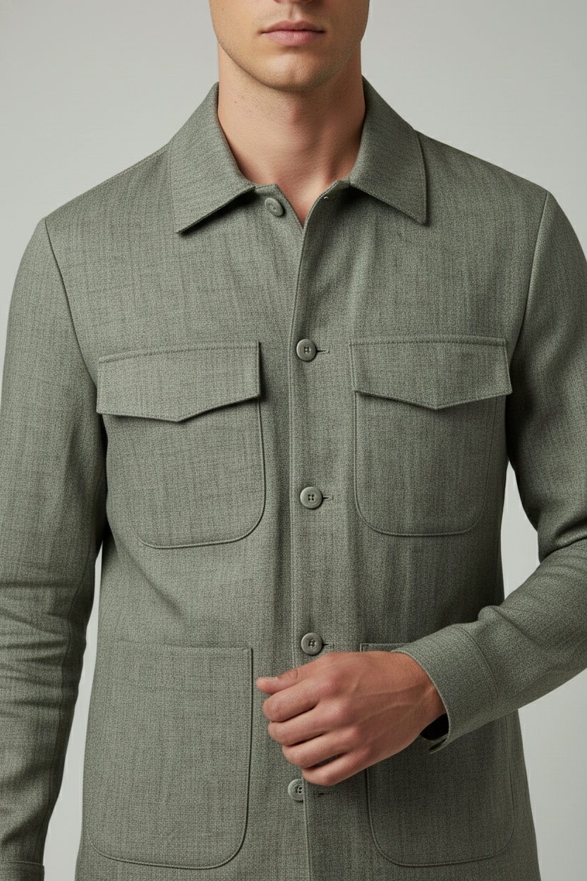 Green Safari Linen Suit