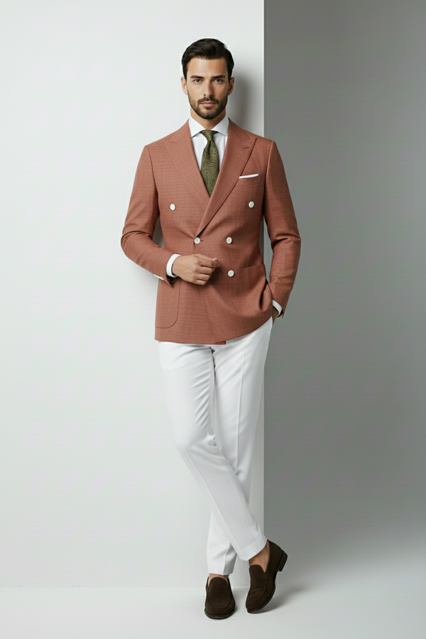 Terracotta & White Combination Suit