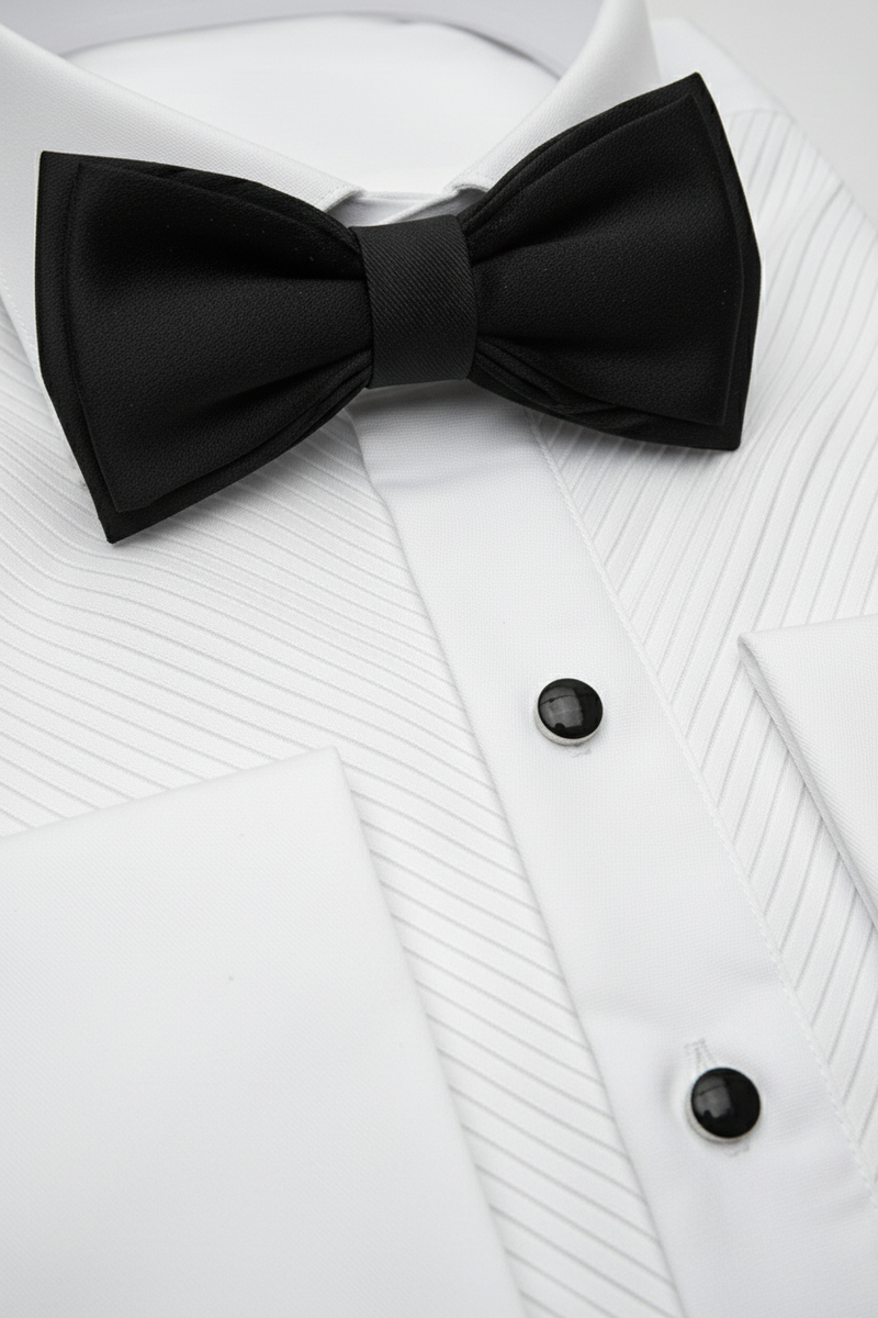 White Diagonal Textured Tuxedo Shirt