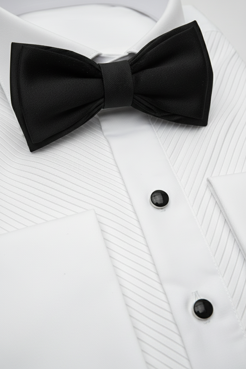 White Diagonal Textured Tuxedo Shirt