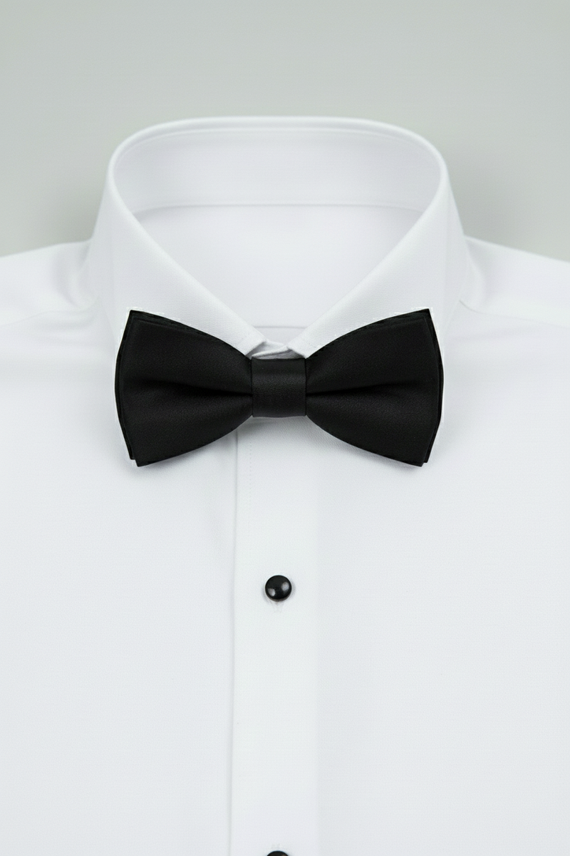 White Tuxedo Shirt with Black Stud Buttons