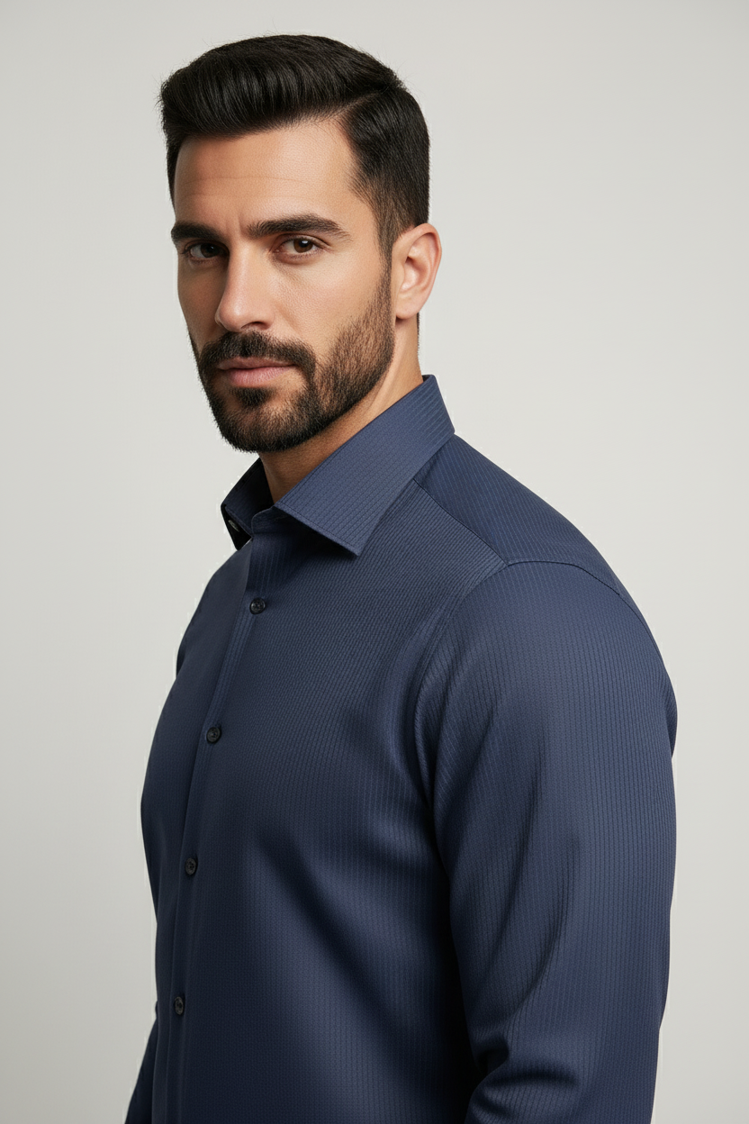 Navy Slim Fit Dress Shirt