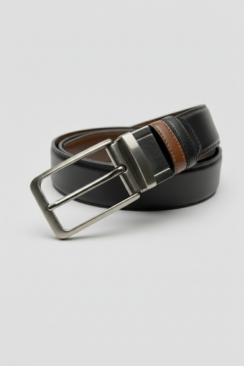 Black and Brown Two-Tone Leather Belt