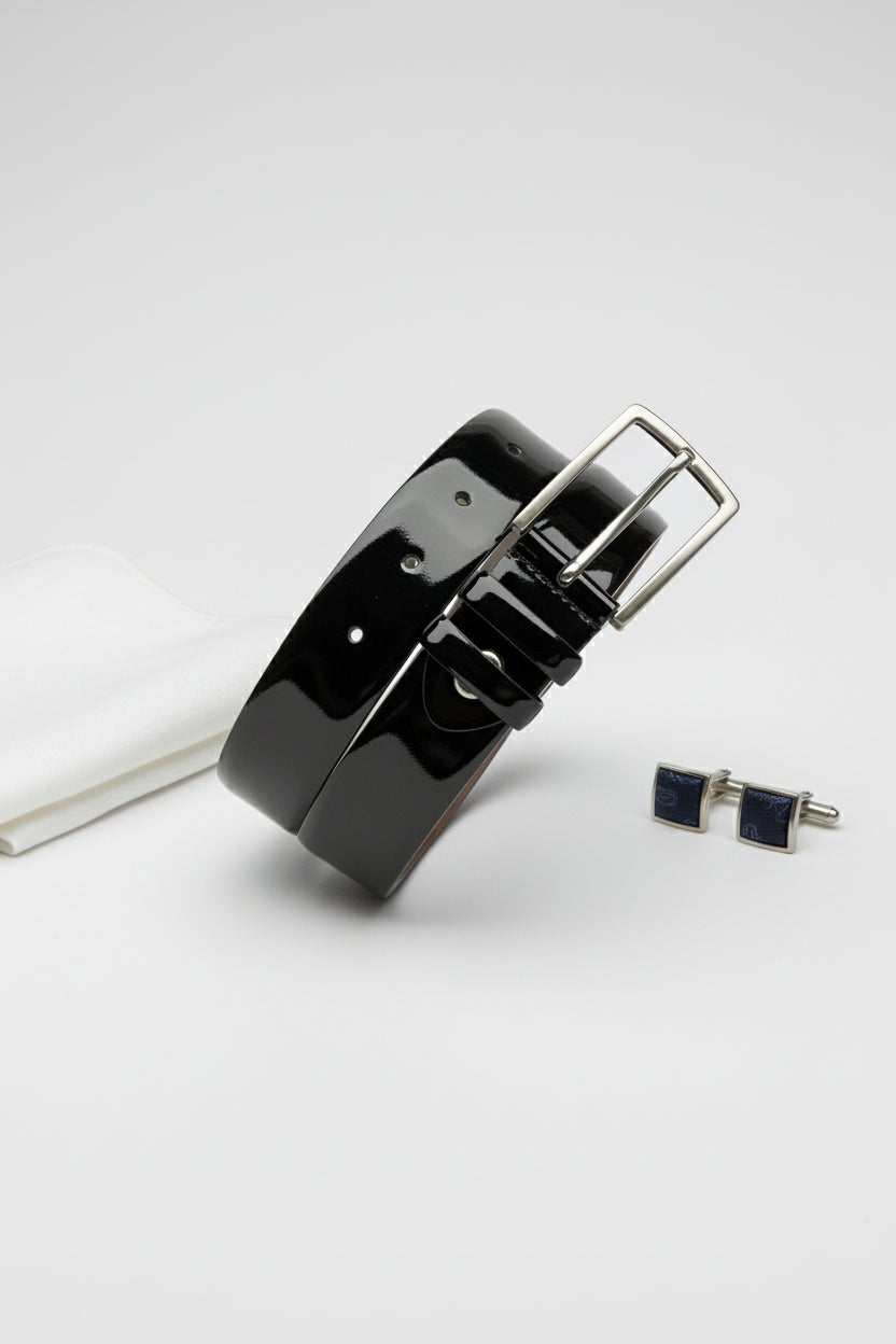 Black Patent Leather Dress Belt