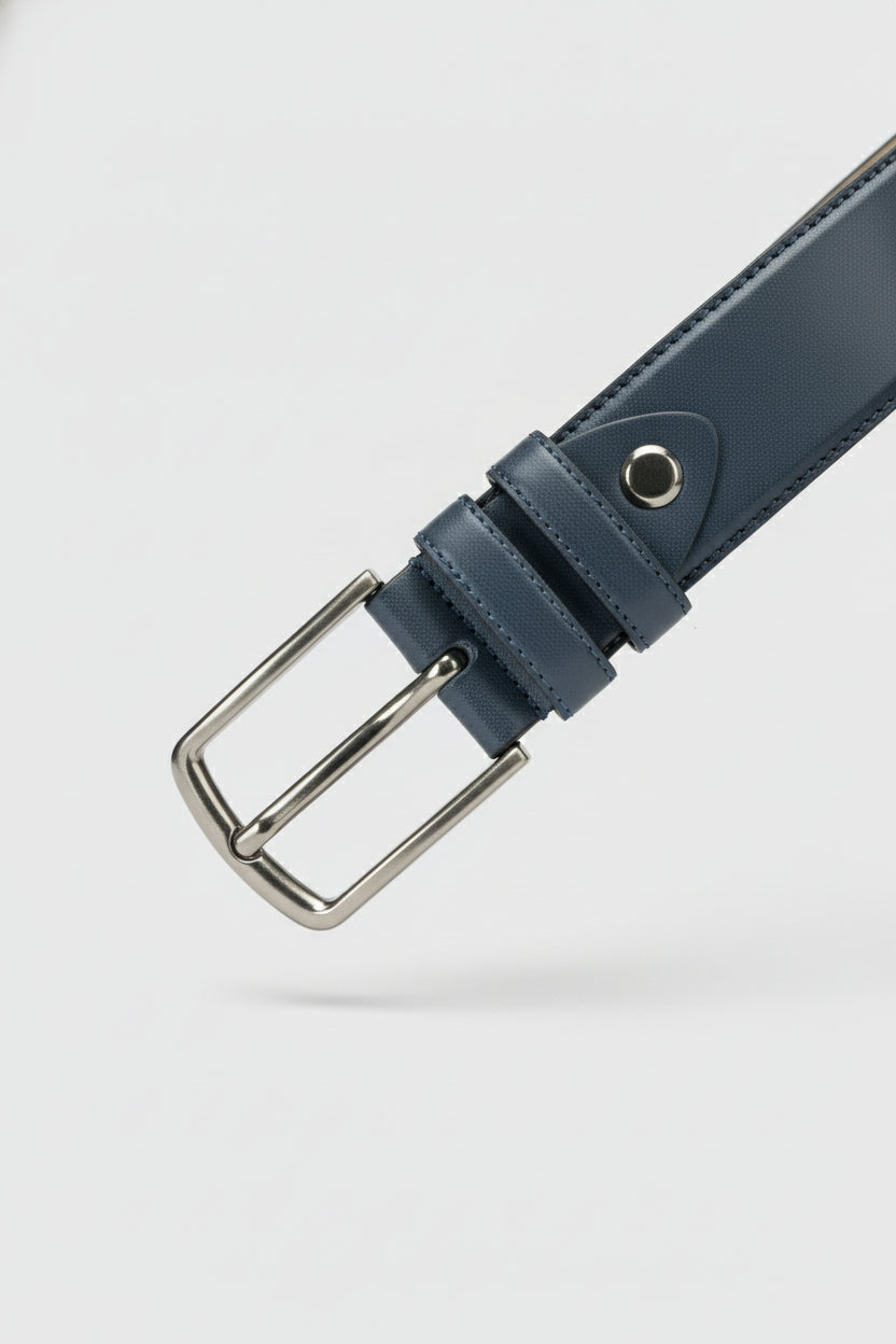 Navy Leather Dress Belt