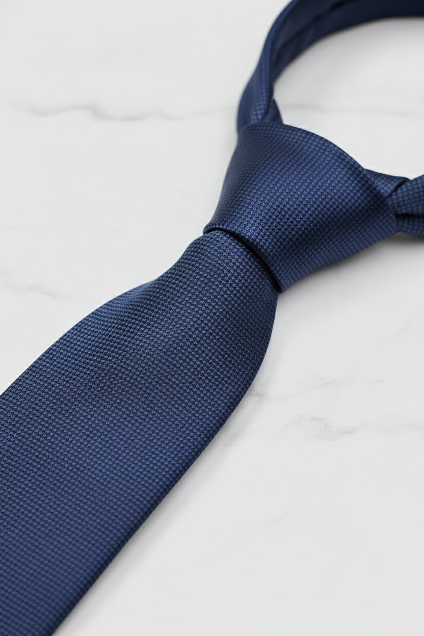 Navy Textured Silk Tie