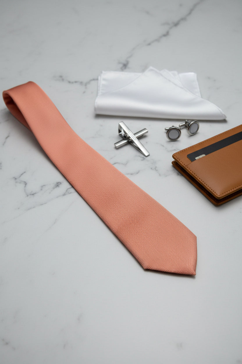 Coral Textured Silk Tie