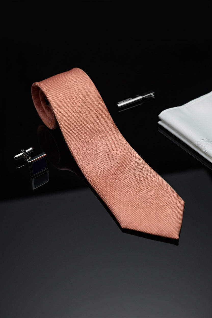 Coral Textured Silk Tie