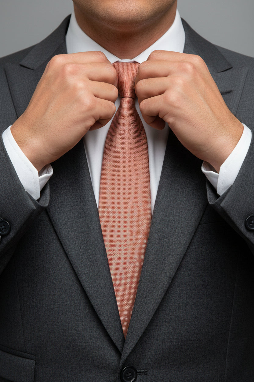 Coral Textured Silk Tie