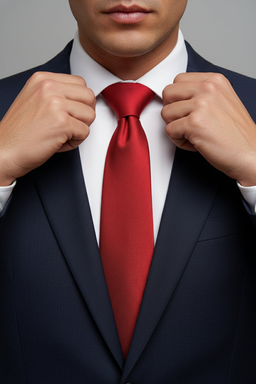 Red Textured Silk Tie