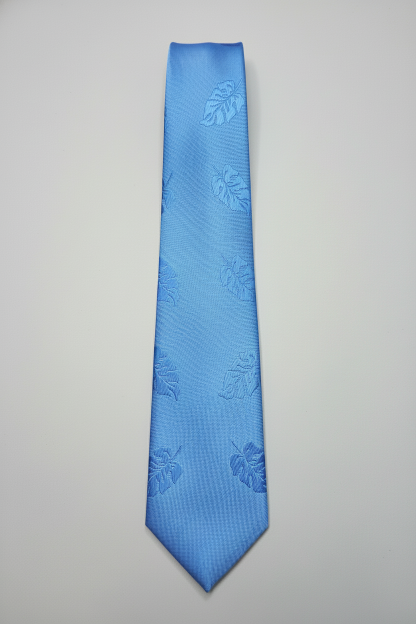 Sky Blue Textured Leaf Tie