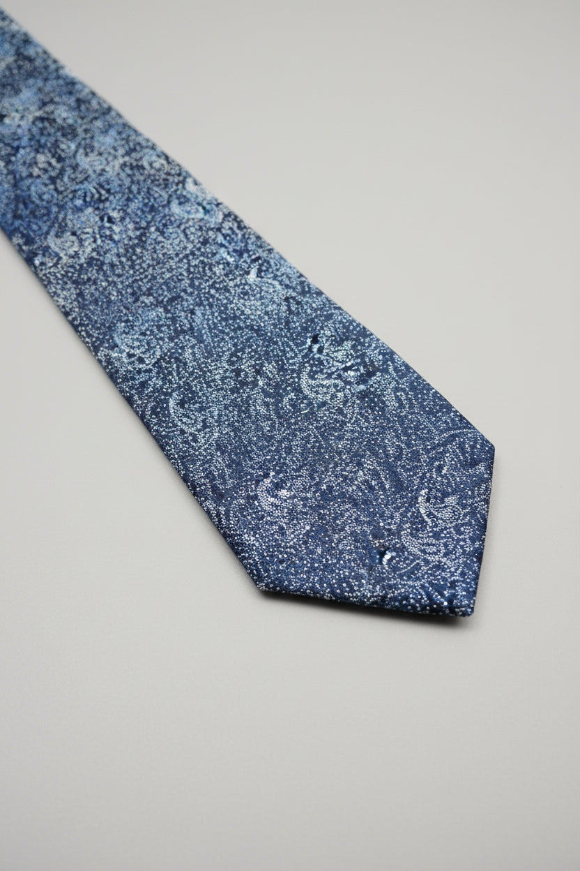 Navy paisley pattern silk tie with a classic elegant design for formal occasions