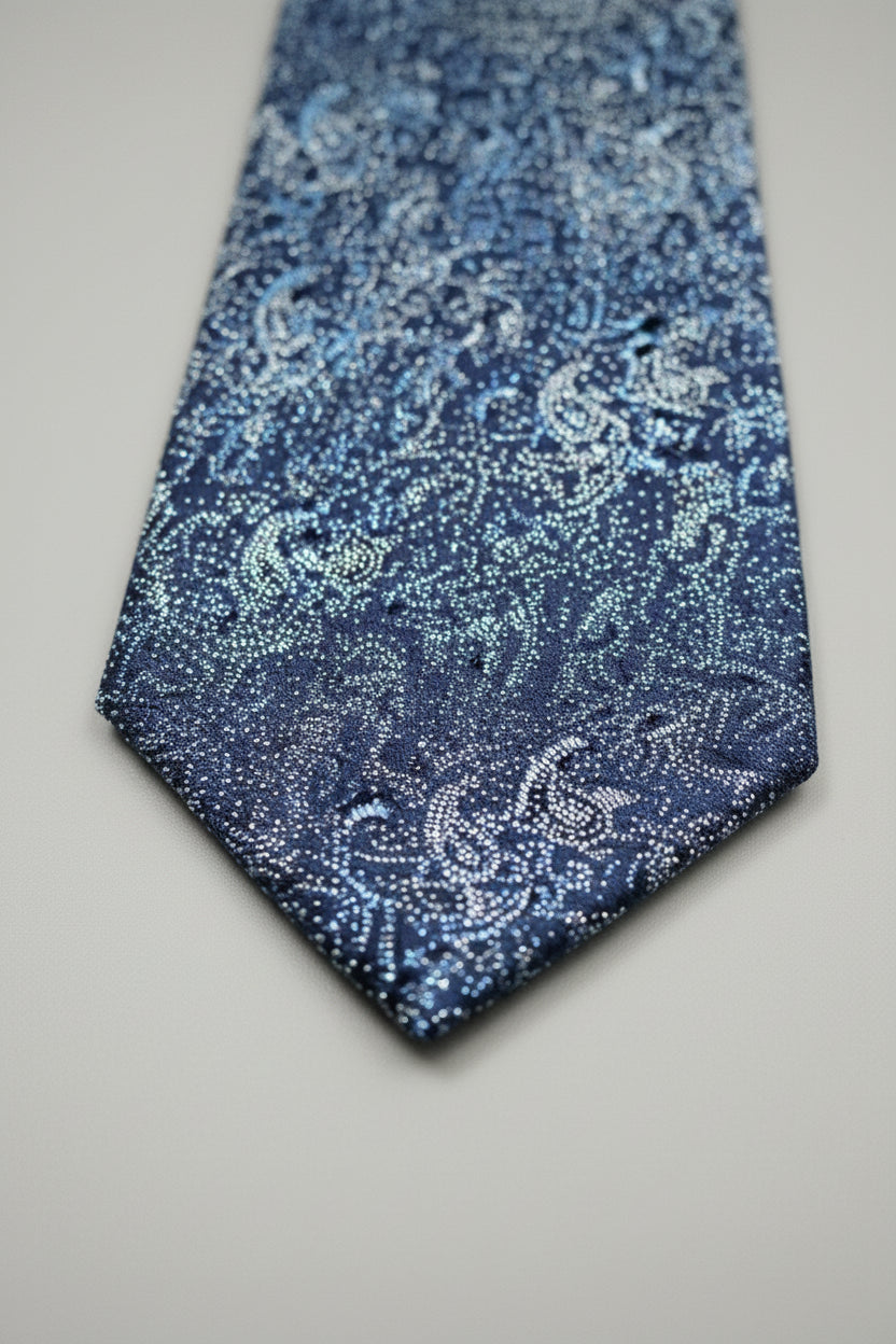 Navy Paisley Pattern Silk Tie