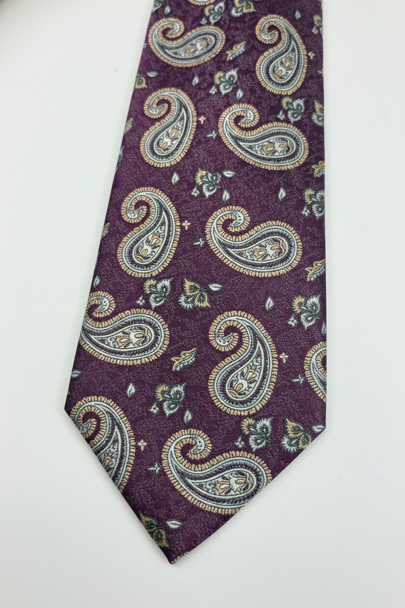 Burgundy Paisley Silk Tie
