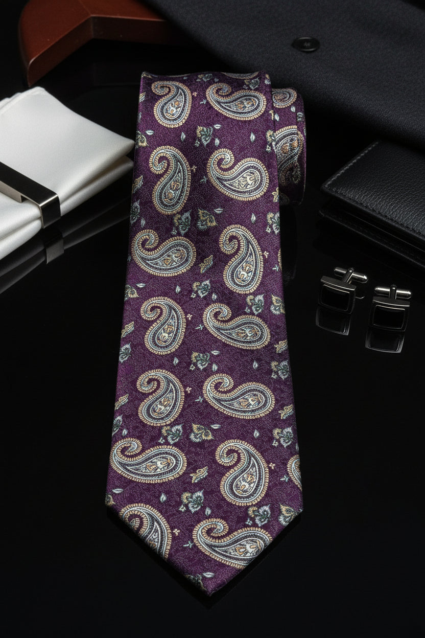 Burgundy Paisley Silk Tie