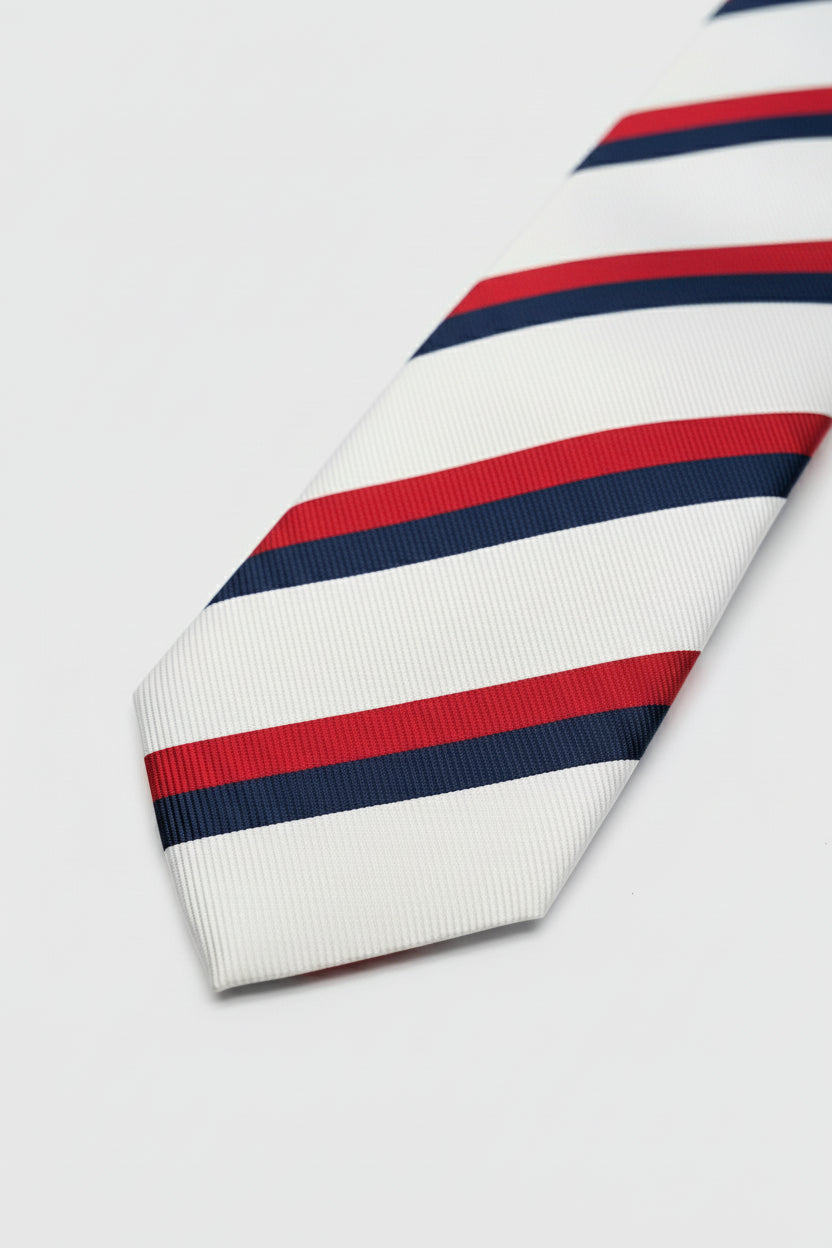 White Striped Silk Tie