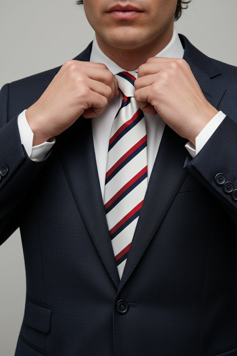 White Striped Silk Tie