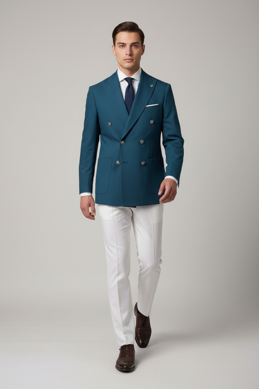 Petrol & White Combination Suit
