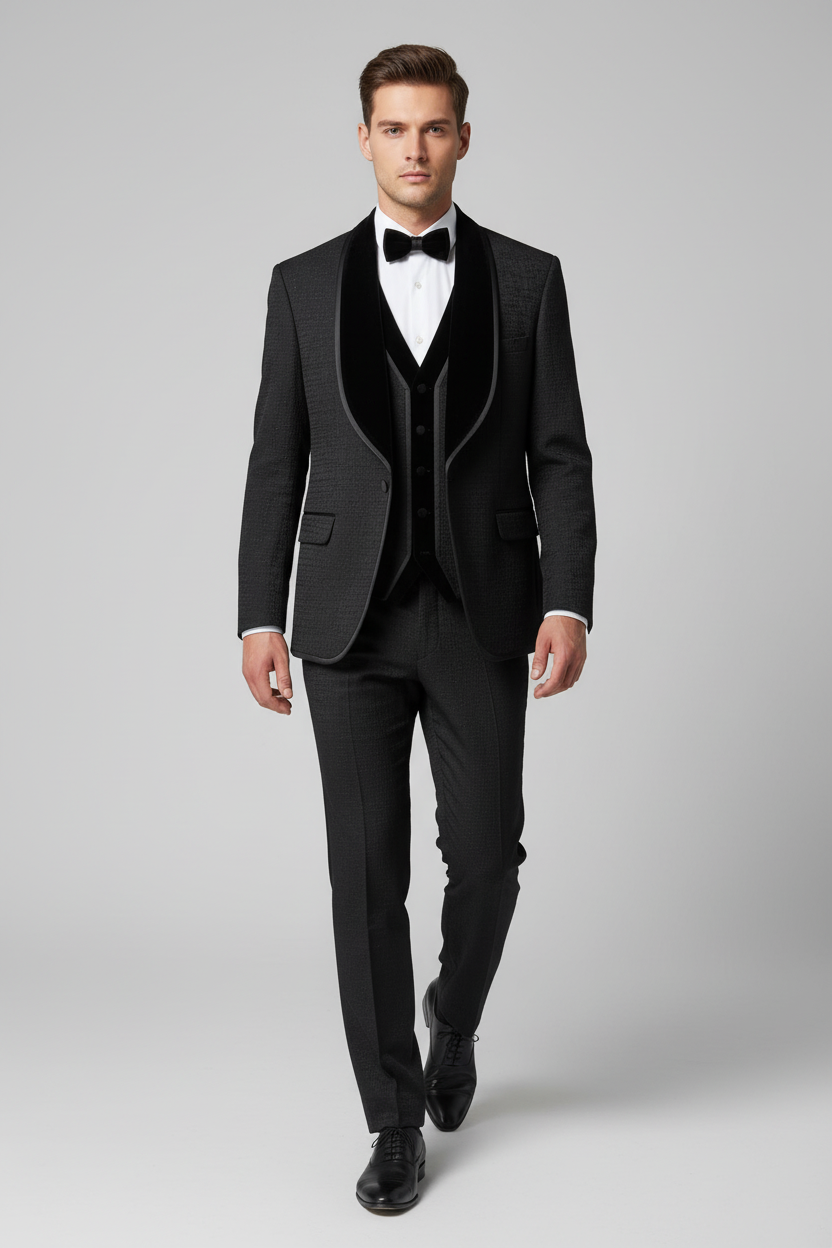 Black Shawl Collar Velvet Tuxedo