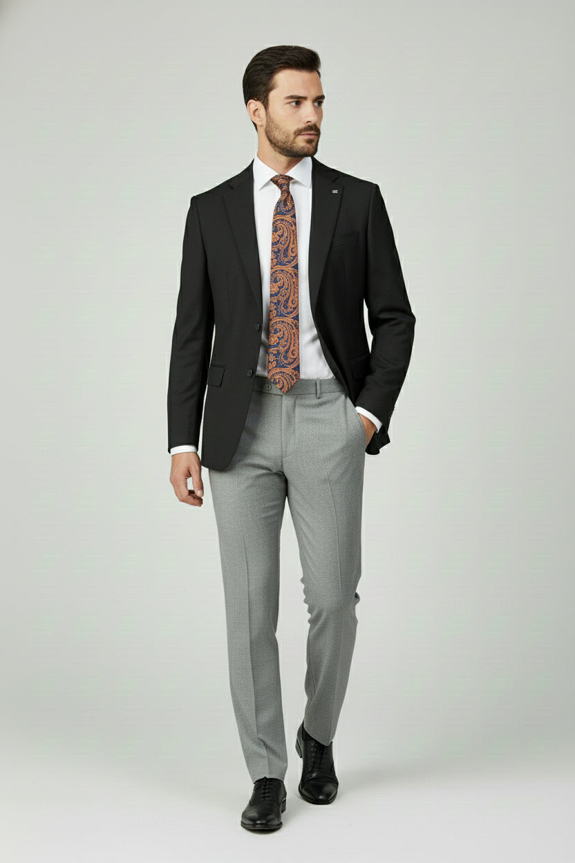 Black & Grey Combination Two-Piece Suit