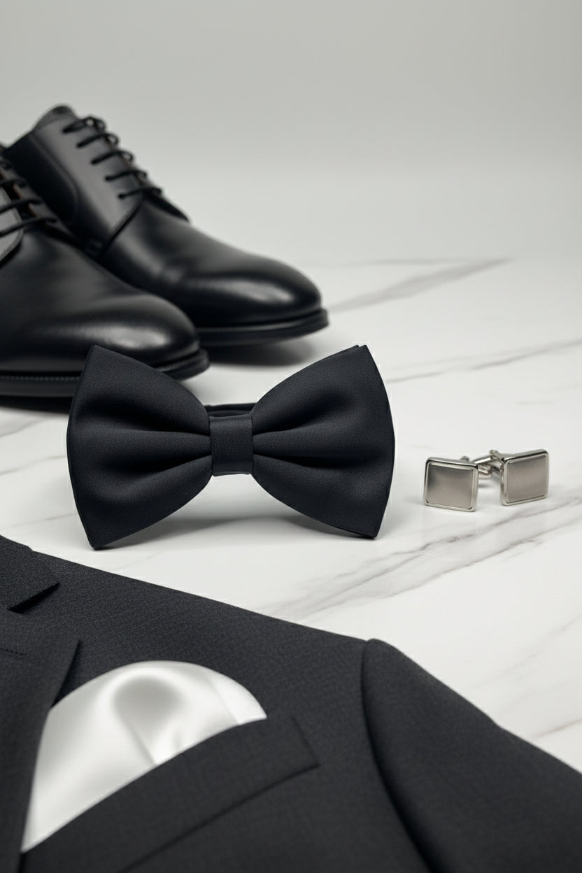 Black Satin Bow Tie