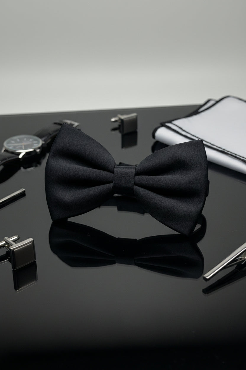 Black Satin Bow Tie