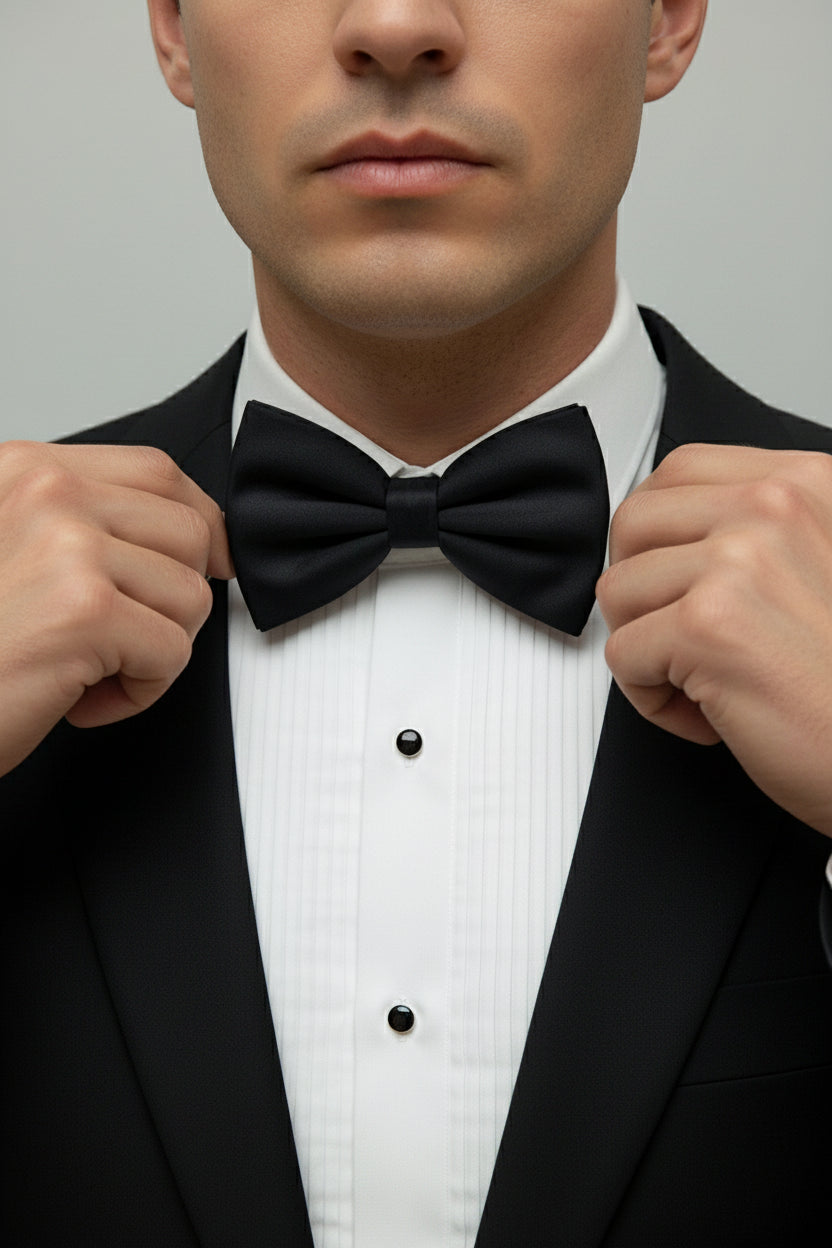 Black Satin Bow Tie