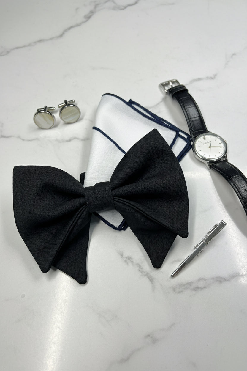 Dark Navy Classic Winged Bow Tie