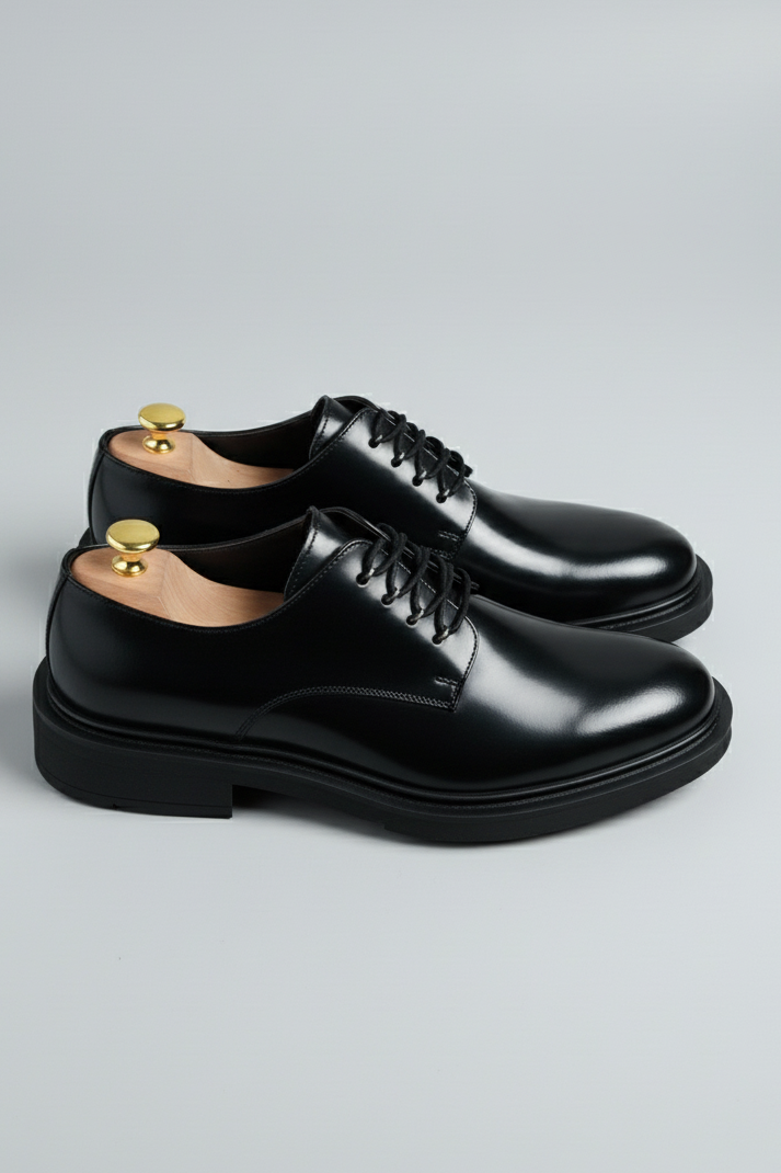 Black Derby Leather Shoes