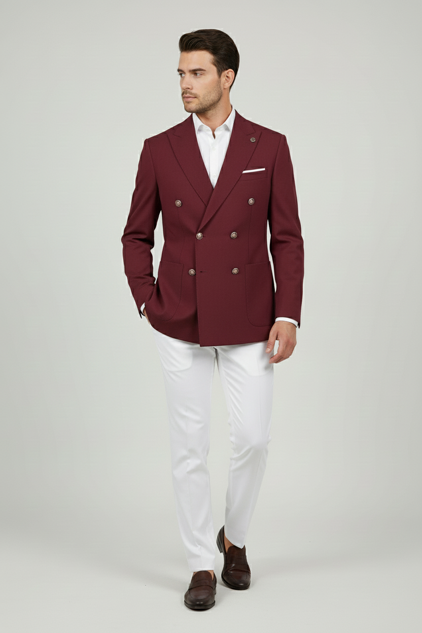 Maroon & White Combination Suit