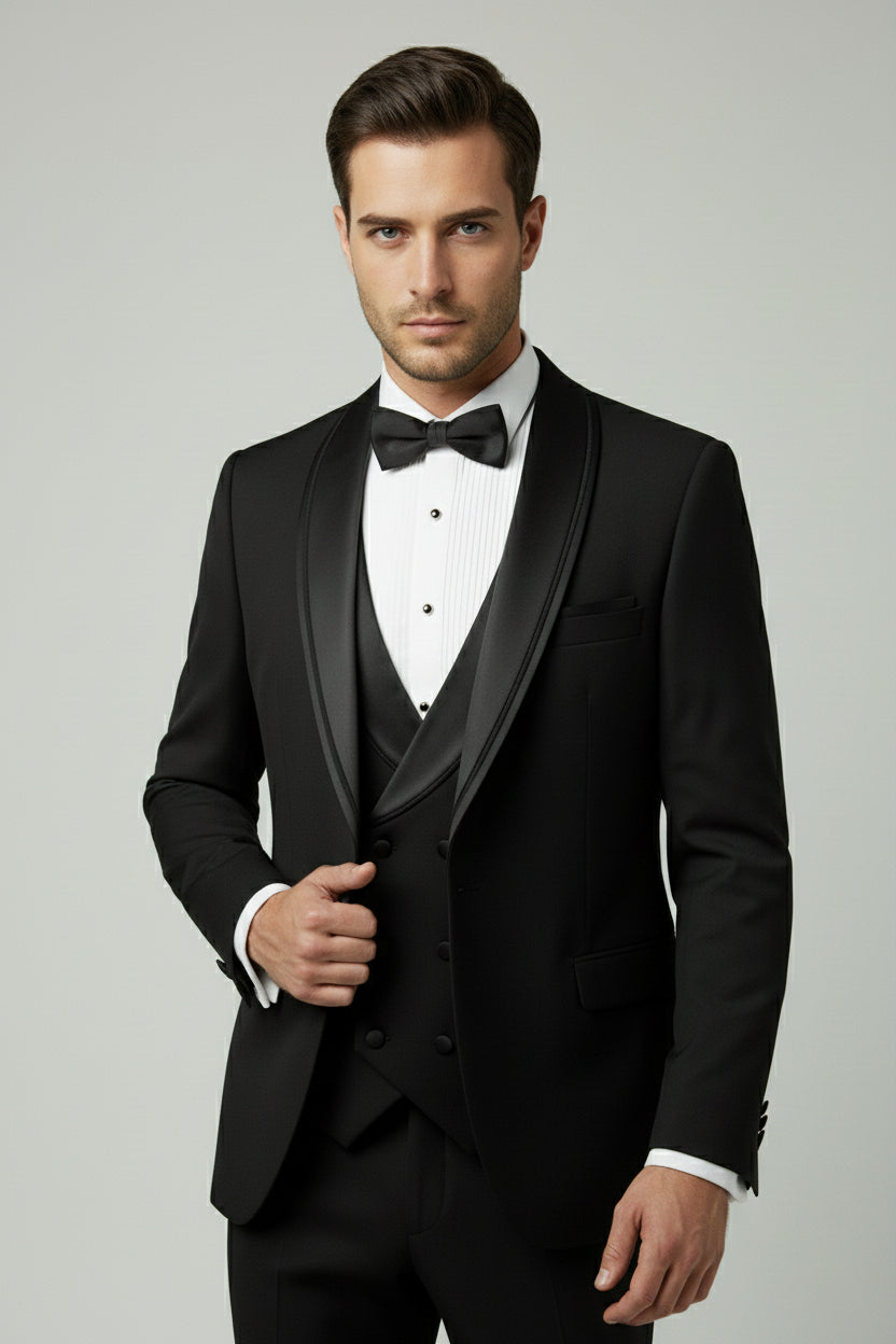 Black Satin Shawl Lapel Tuxedo