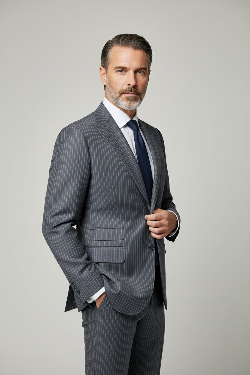 Blue Pinstripe Two-Piece Suit