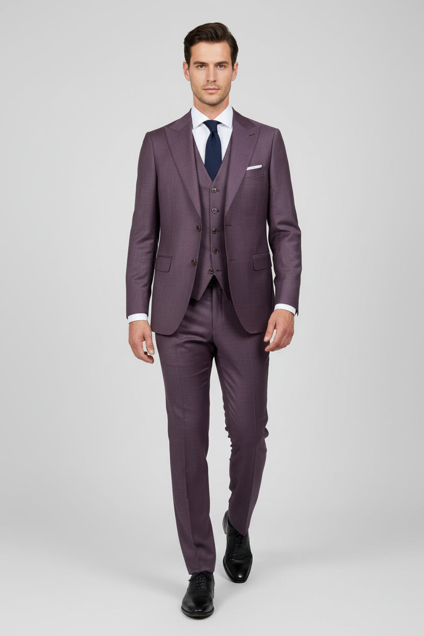 Plum Three-Piece Tailored Suit