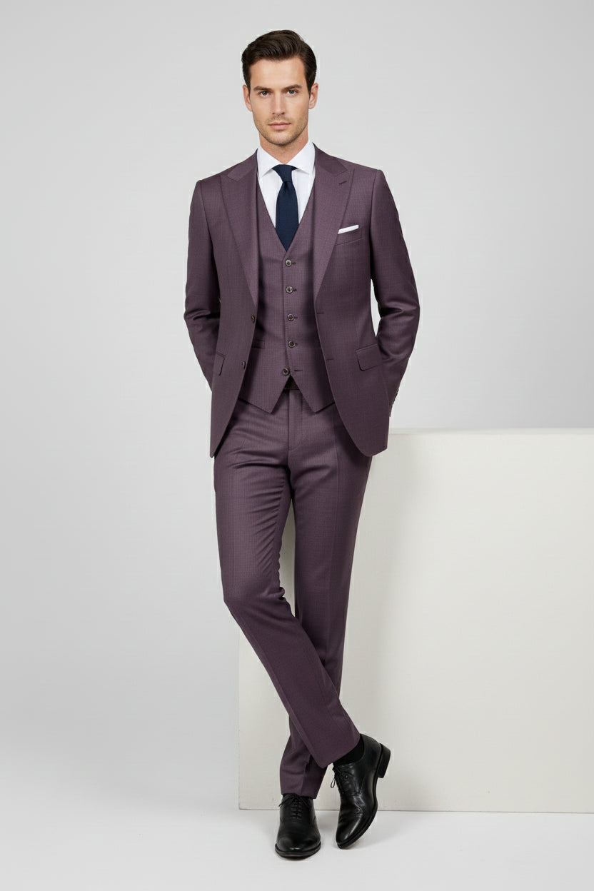 Plum Three-Piece Tailored Suit