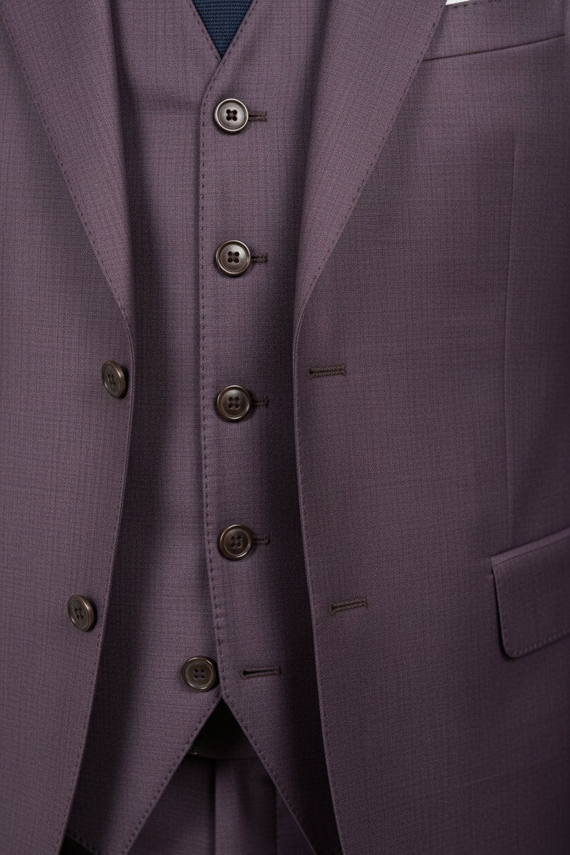 Plum Three-Piece Tailored Suit
