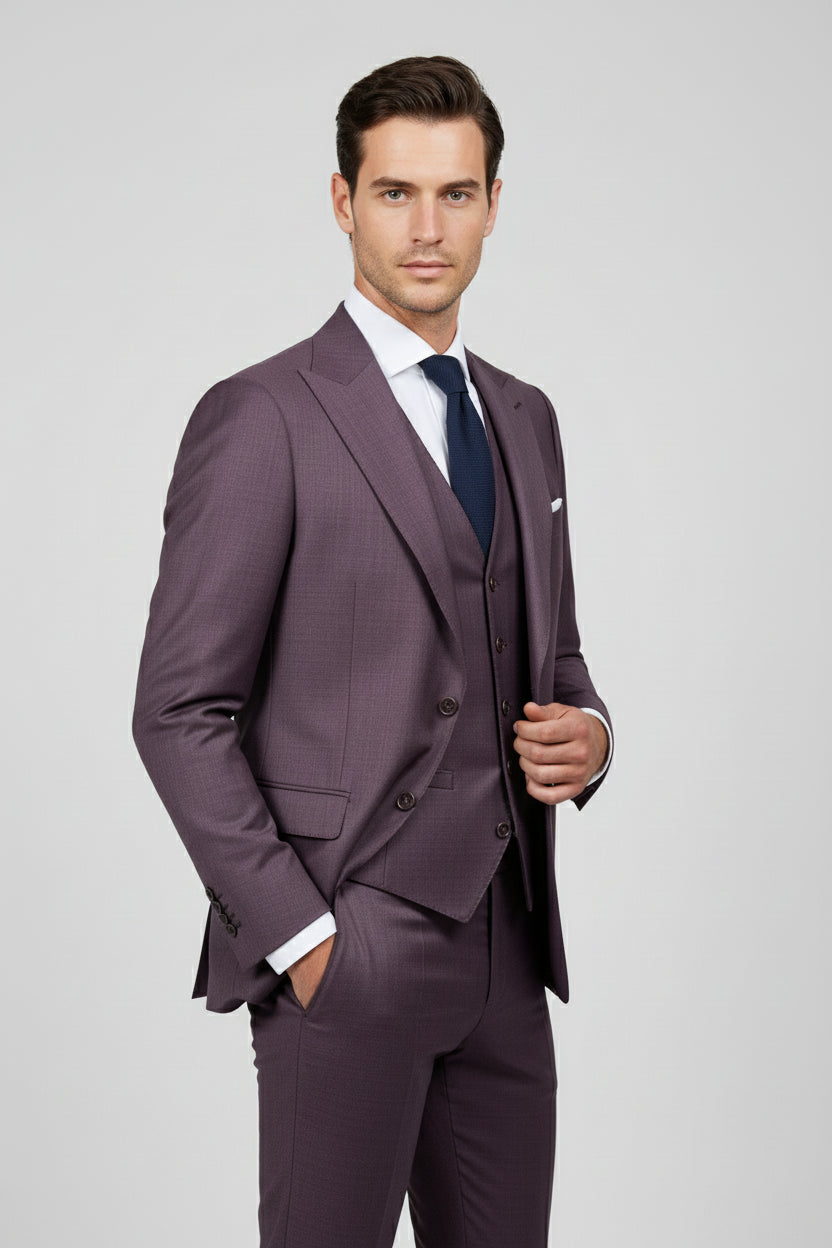 Plum Three-Piece Tailored Suit