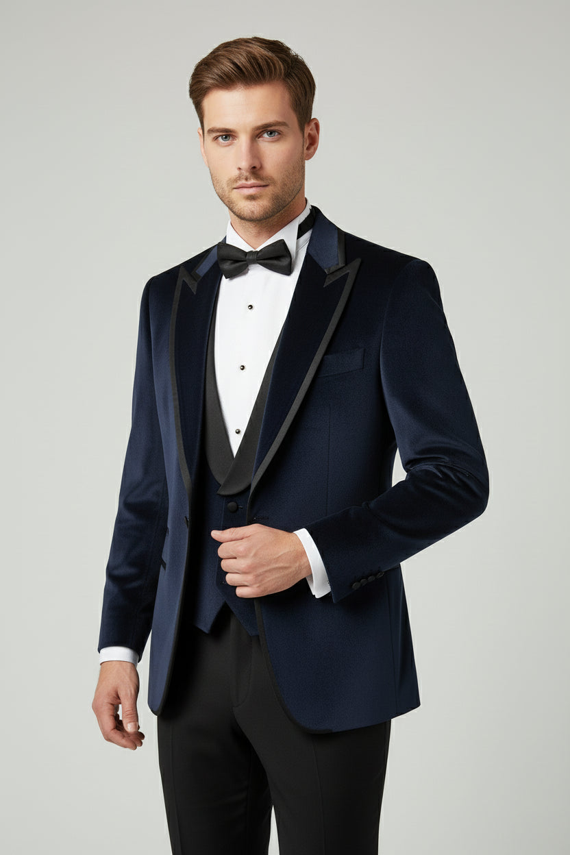Navy Velvet Three-Piece Tuxedo