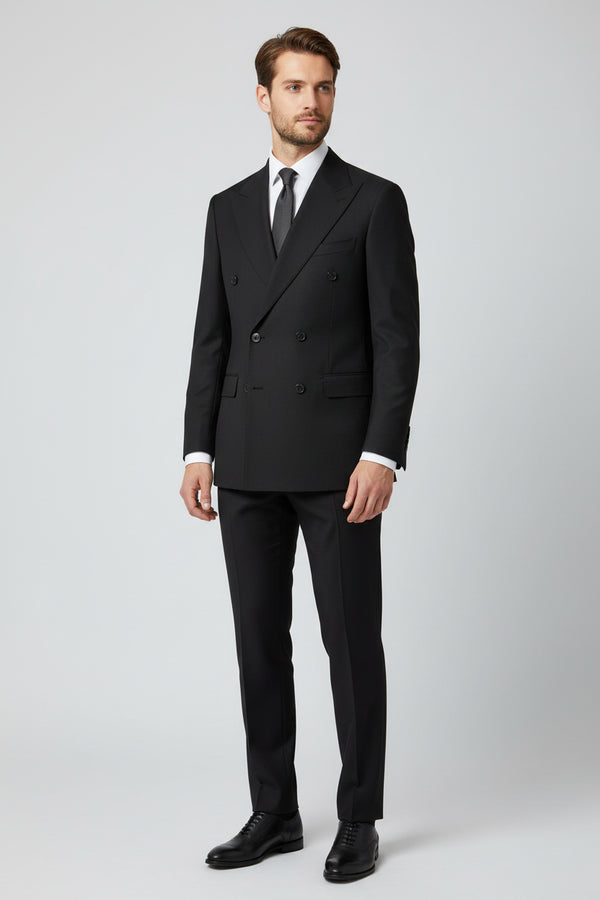 Black Wool Double-Breasted Suit