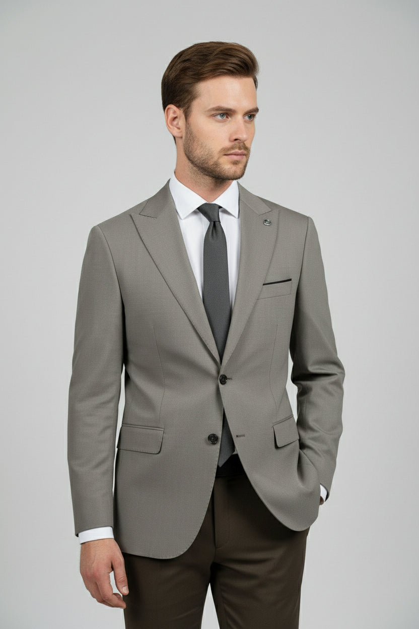 Taupe and Brown Combination Two-Piece Suit
