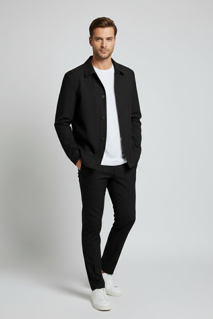 Black Button-Up Safari Suit